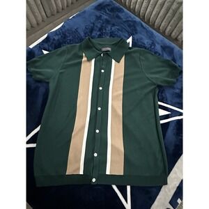 Mens Youth Chic Color Stitching Turn Down Collar Knited Cardigan T Shirt Tee